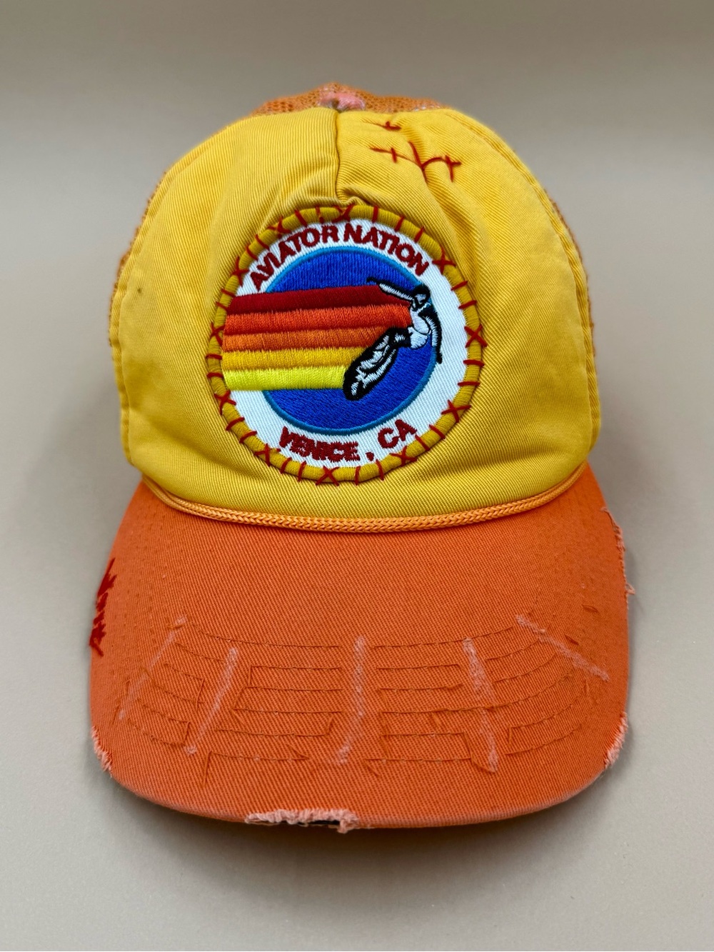 Aviator Nation Yellow & Orange Surf Patch Trucker Hat
